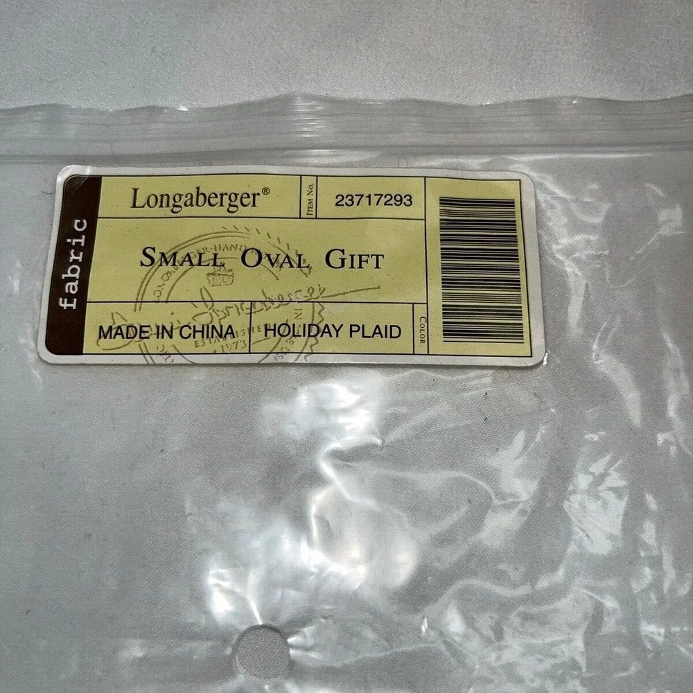 Longaberger Small Oval Gift Basket Plaid Liner Protector Warm Brown 2009